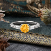 1 Carat Citrine Engagement Ring Side Stone Promise Ring